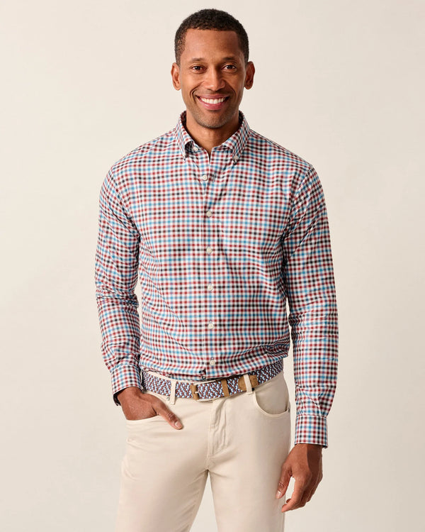 Johnnie O Hartwick Long Sleeve Check Malibu Red