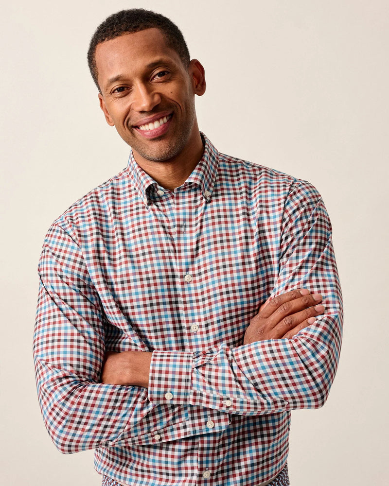 Johnnie O Hartwick Long Sleeve Check Malibu Red