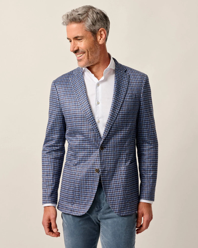 Johnnie O Thayer Laguna Blue Check Jersey Sports Jacket