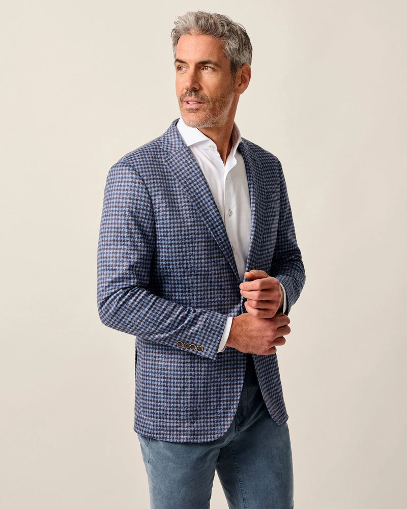 Johnnie O Thayer Laguna Blue Check Jersey Sports Jacket