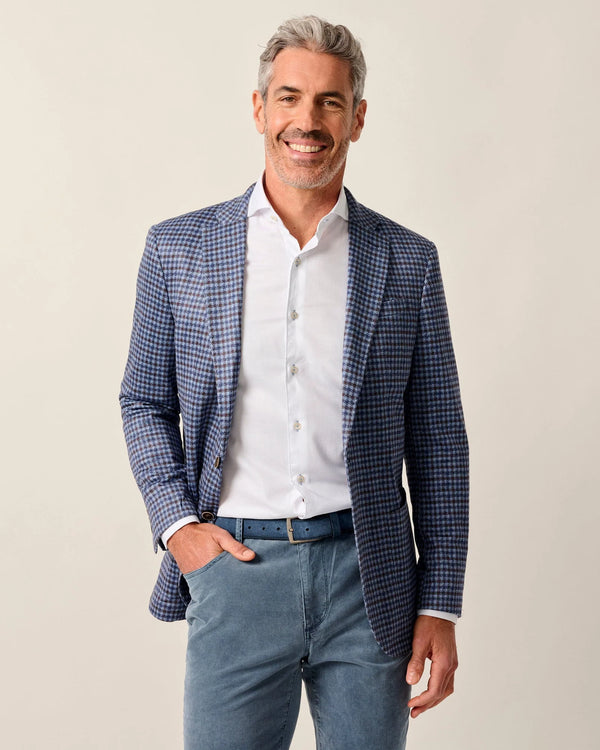 Johnnie O Thayer Laguna Blue Check Jersey Sports Jacket