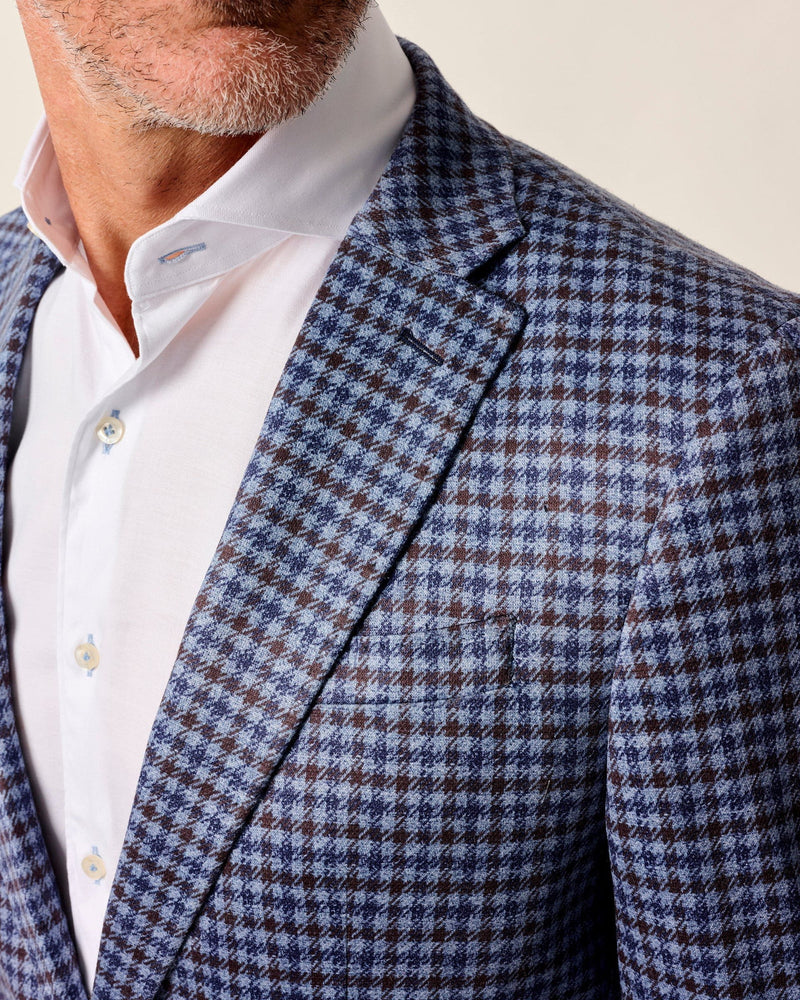 Johnnie O Thayer Laguna Blue Check Jersey Sports Jacket