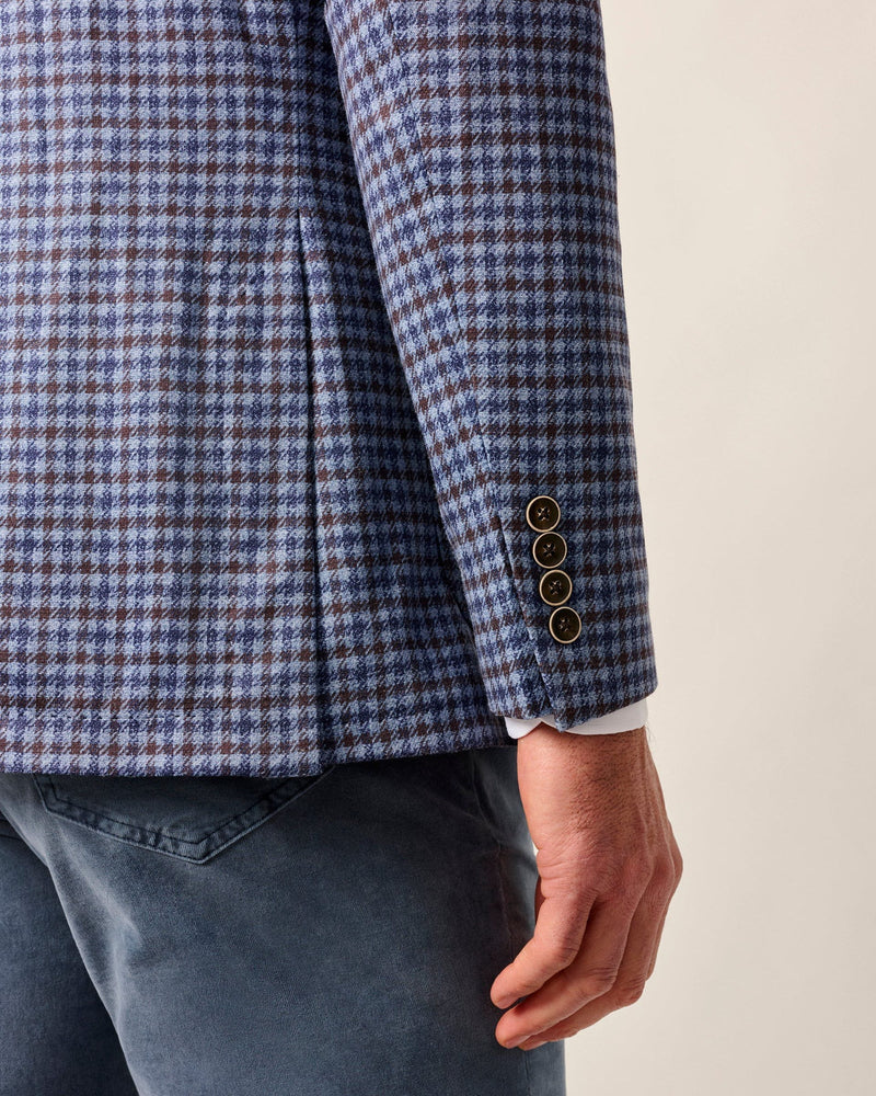 Johnnie O Thayer Laguna Blue Check Jersey Sports Jacket