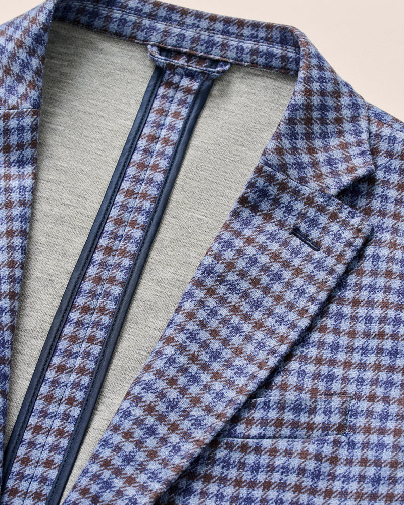 Johnnie O Thayer Laguna Blue Check Jersey Sports Jacket
