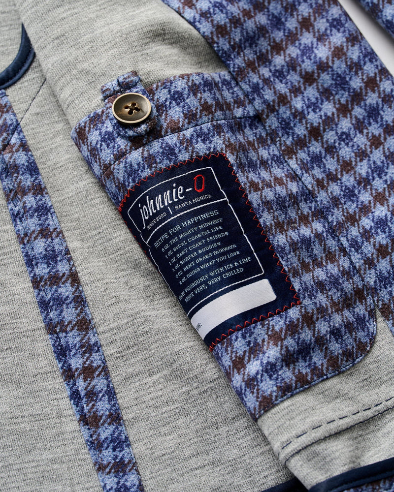 Johnnie O Thayer Laguna Blue Check Jersey Sports Jacket