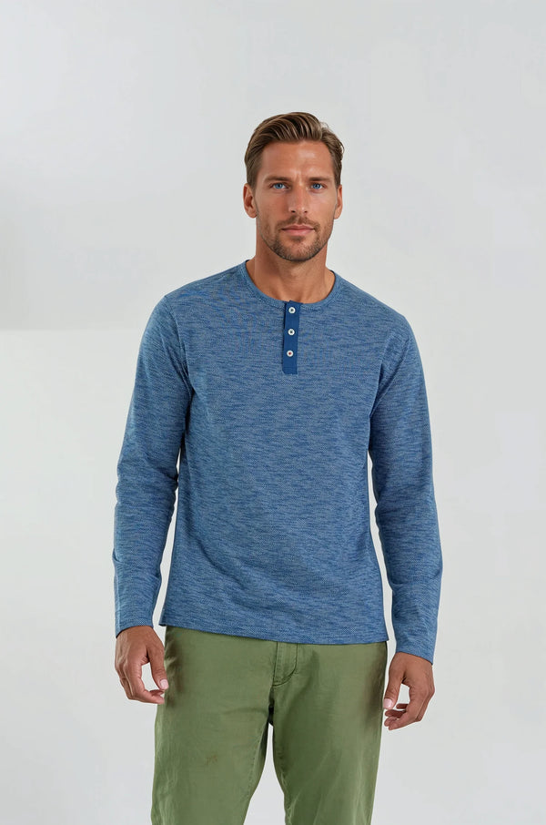 Stone Rose Blue Henley T-Shirt