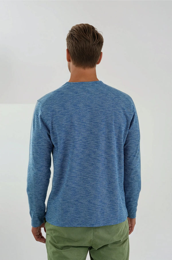 Stone Rose Blue Henley T-Shirt