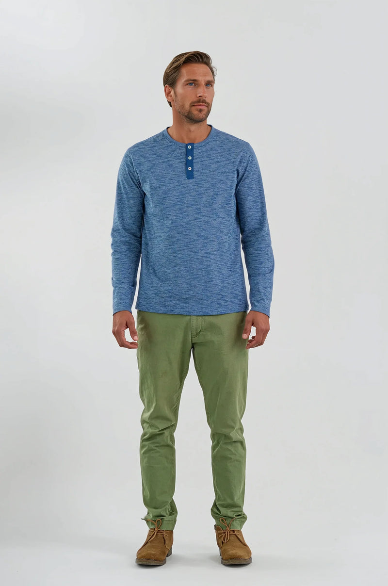 Stone Rose Blue Henley T-Shirt