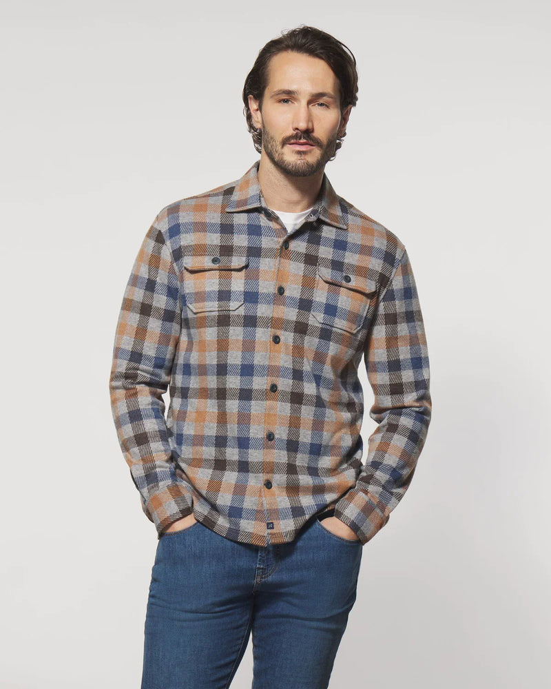 Johnnie O Coggins Flannel Shacket Light Grey