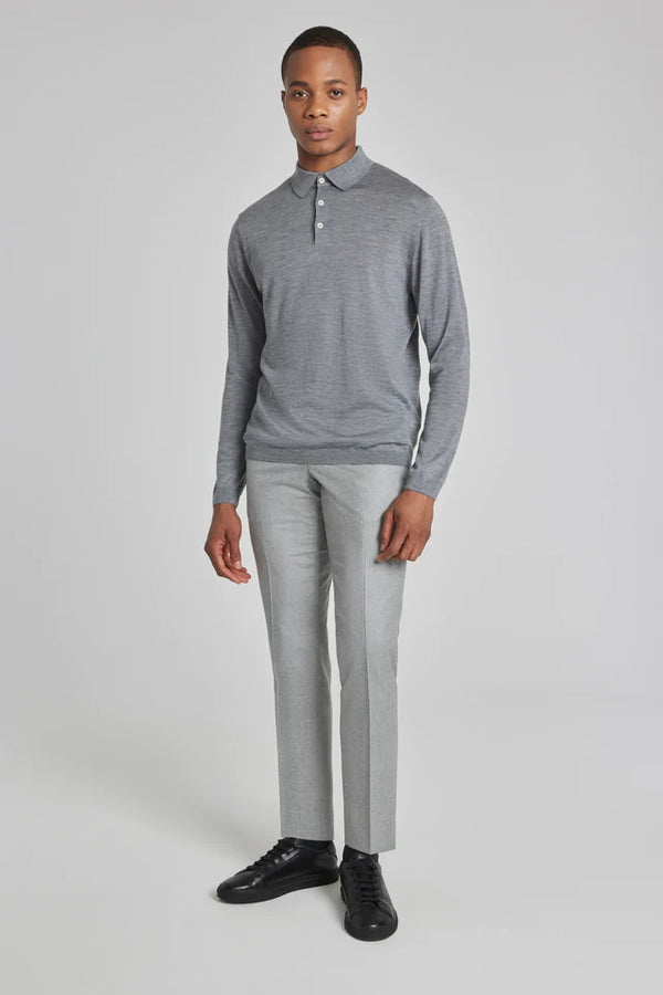 Jack Victor Redfern Polo Knit Long Sleeve Grey