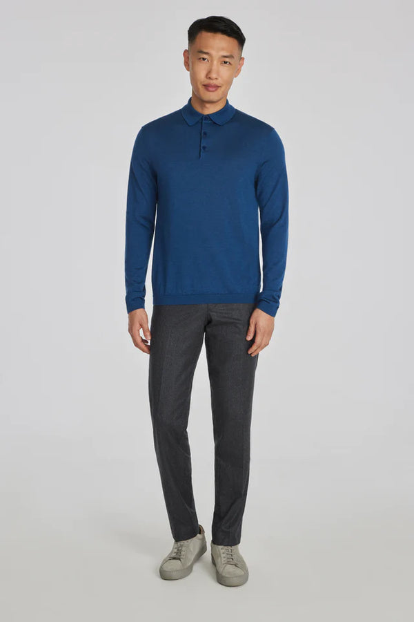 Jack Victor Redfern Polo Knit Long Sleev Blue