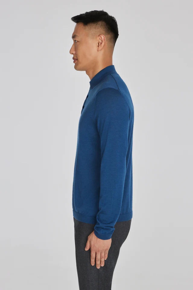 Jack Victor Redfern Polo Knit Long Sleev Blue