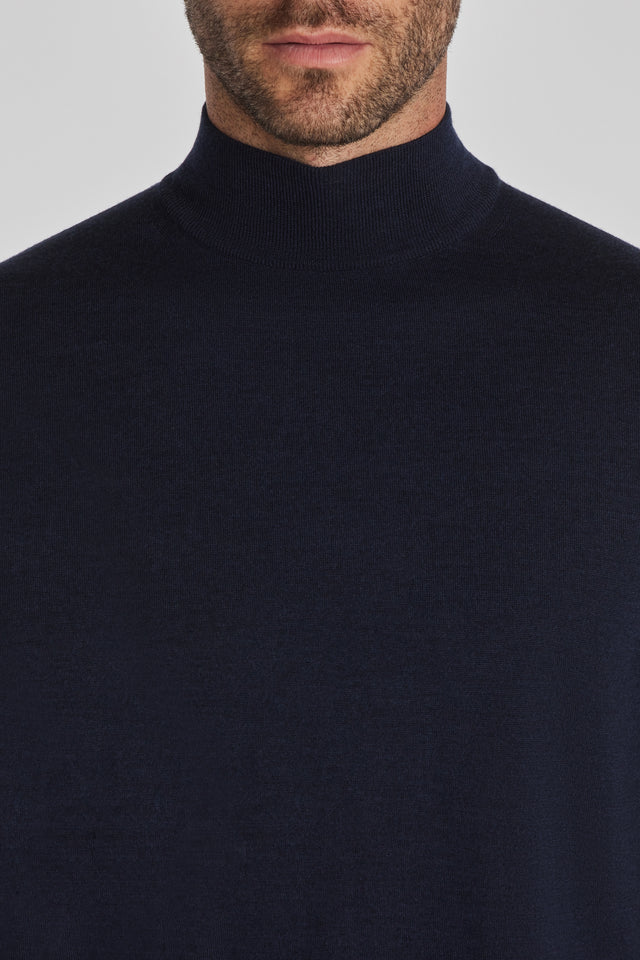 Jack Victor Beaudry Mock Neck Knit Long Sleeve Navy