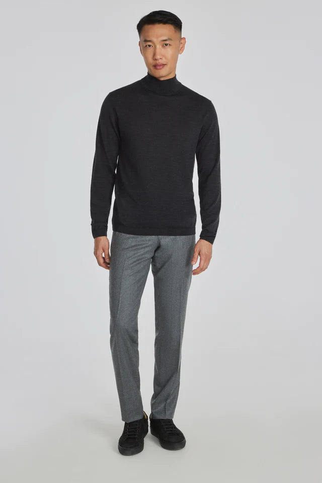 Jack Victor Beaudry Mock Neck Knit Long Sleeve Charcoal