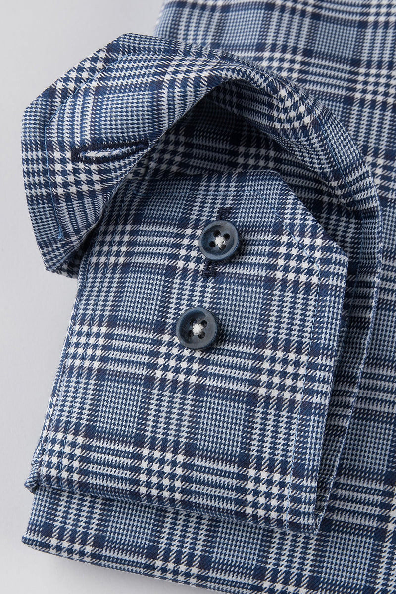 Oscar Of Sweden Riviera Blue Check Long Sleeve Shirt