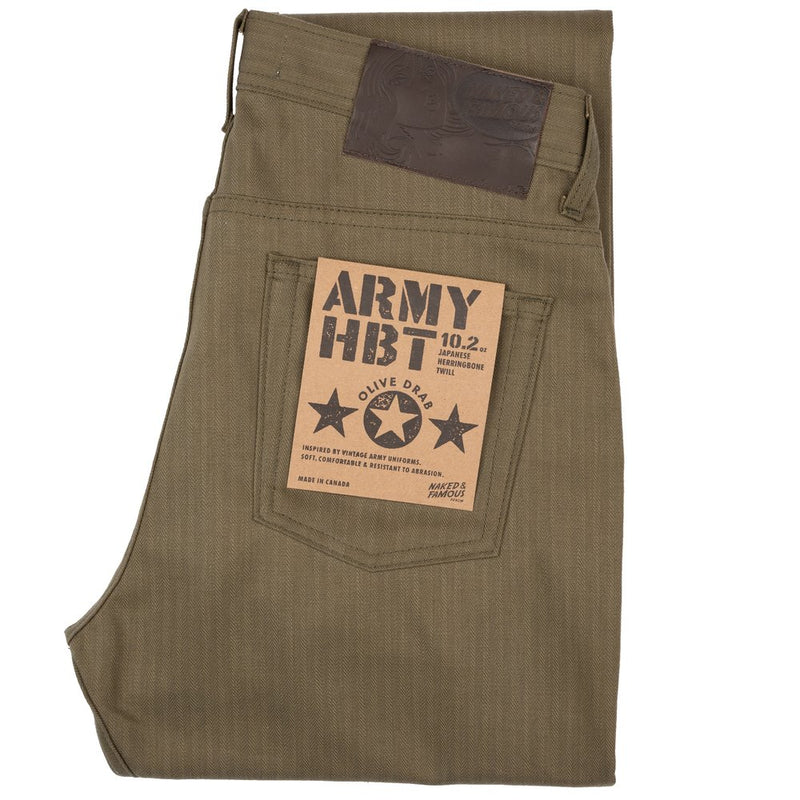 Naked & Famous Super Guy Army HBT Olive Drab