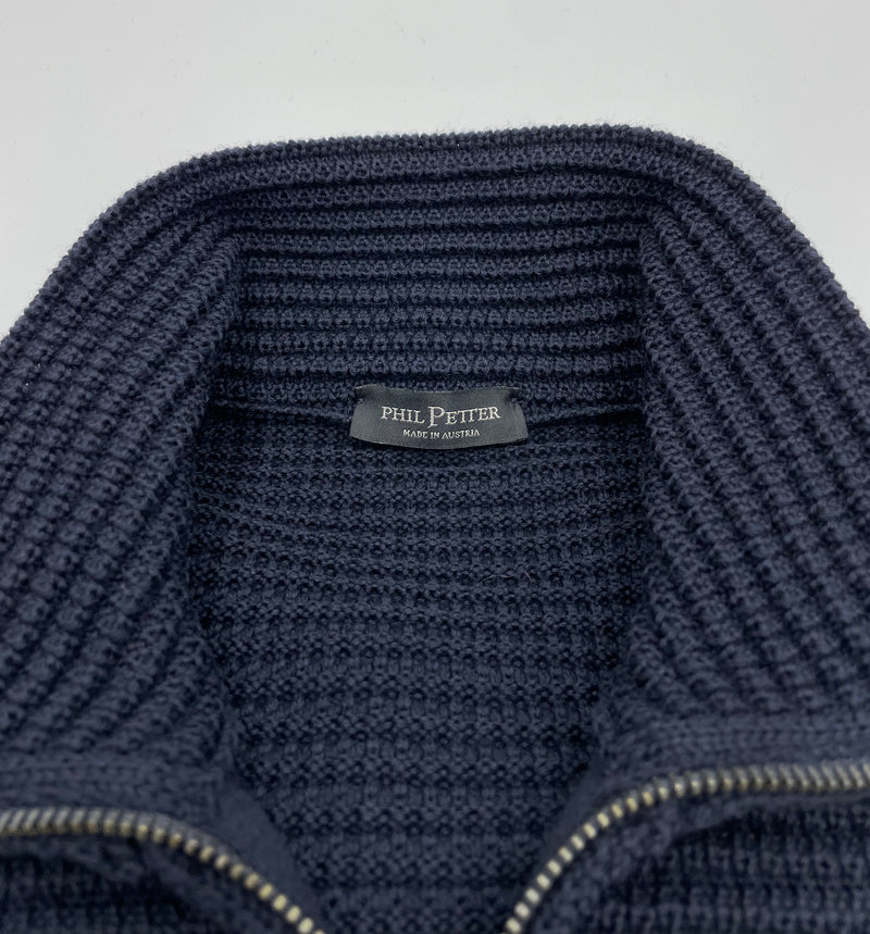 Phil Petter Navy Ribbed Cardigan