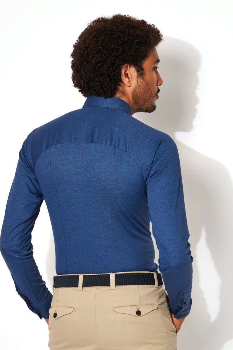Desoto Marine Blue Pique Long Sleeve Jersey Shirt