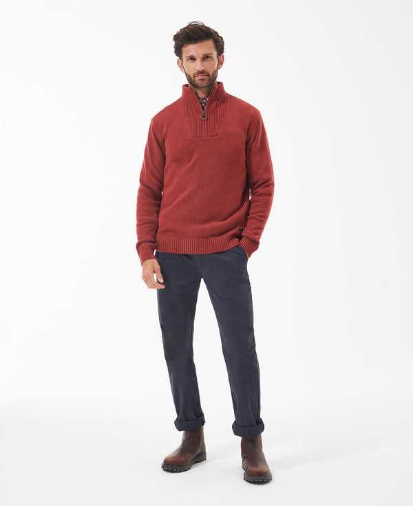 Barbour Nelson 1/4 Zip Sweater Brick Red