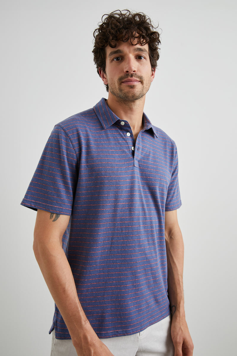 Rails Napoli Stripe Polo Blue Rose