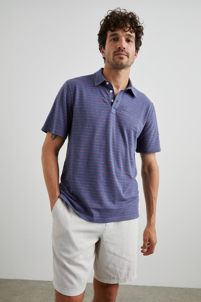 Rails Napoli Stripe Polo Blue Rose