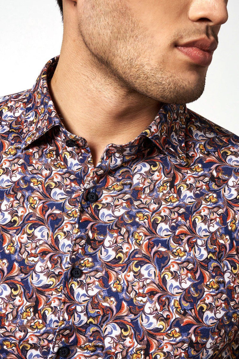 Desoto Floral Deco Pattern Long Sleeve Jersey Shirt