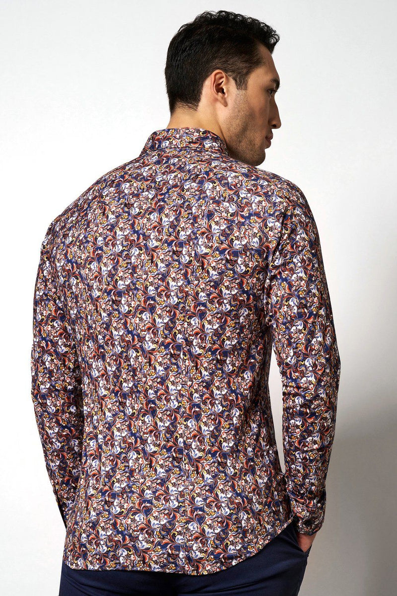 Desoto Floral Deco Pattern Long Sleeve Jersey Shirt