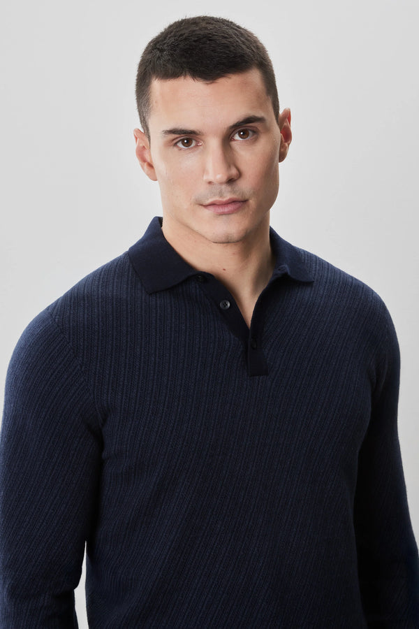 Robert Barakett Borja Navy Long Sleeve Polo