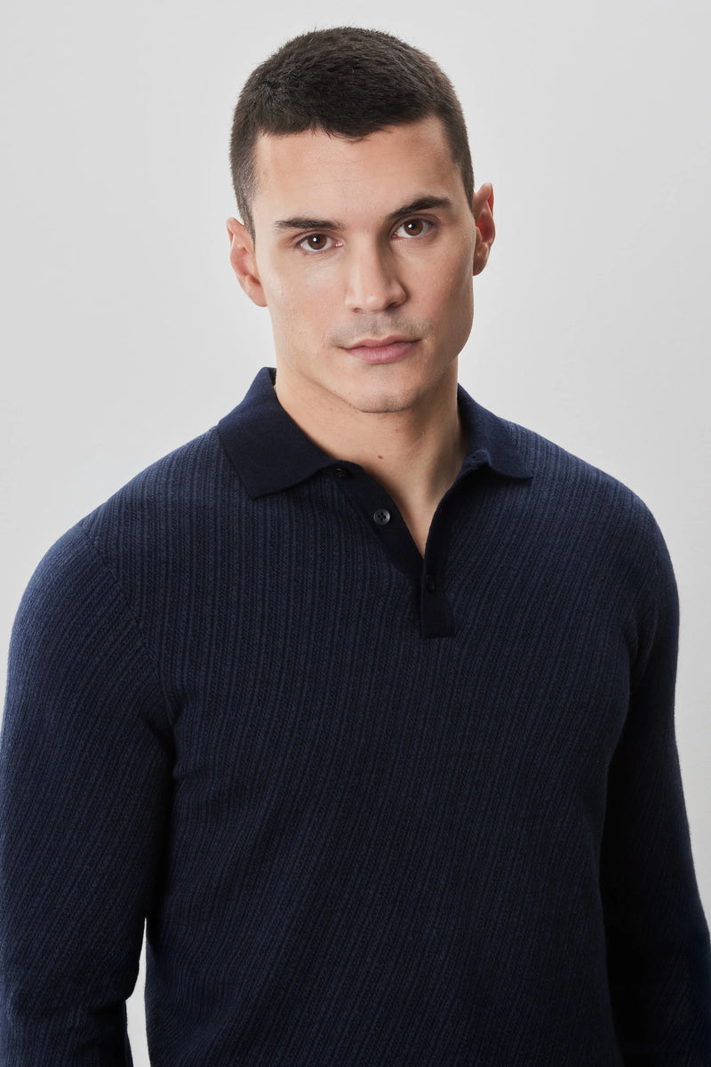 Robert Barakett Borja Navy Long Sleeve Polo