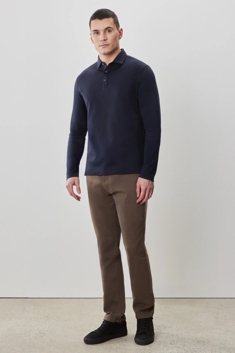 Robert Barakett Georgia Long Sleeve Polo Deep Caspian