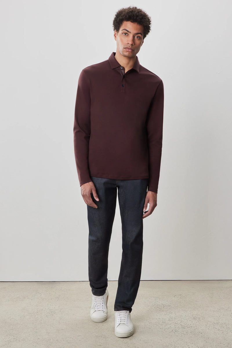 Robert Barakett Georgia Long Sleeve Polo Deep Bordeaux