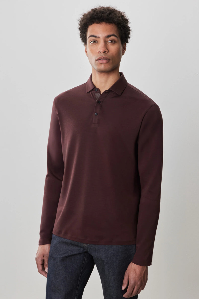 Robert Barakett Georgia Long Sleeve Polo Deep Bordeaux