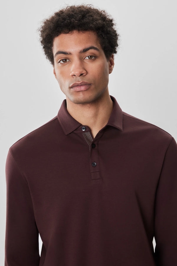 Robert Barakett Georgia Long Sleeve Polo Deep Bordeaux