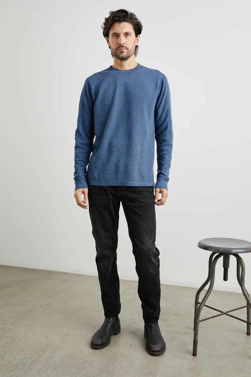 Rails Rheese Cotton Thermal Steel Blue Long Sleeve T-Shirt