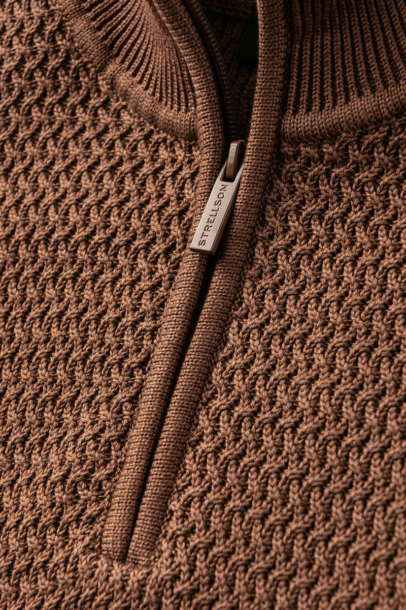 Strellson Adrian Tobacco 1/4 Zip Cable Sweater