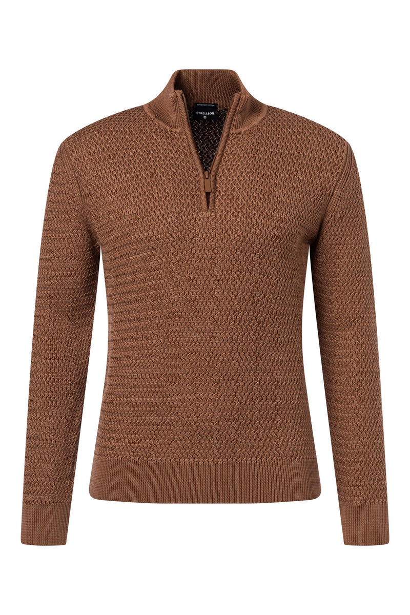 Strellson Adrian Tobacco 1/4 Zip Cable Sweater