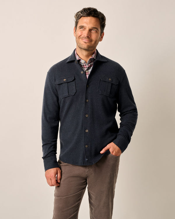 Johnnie O Briggs Stretch Flannel Lodge Shirt Navy