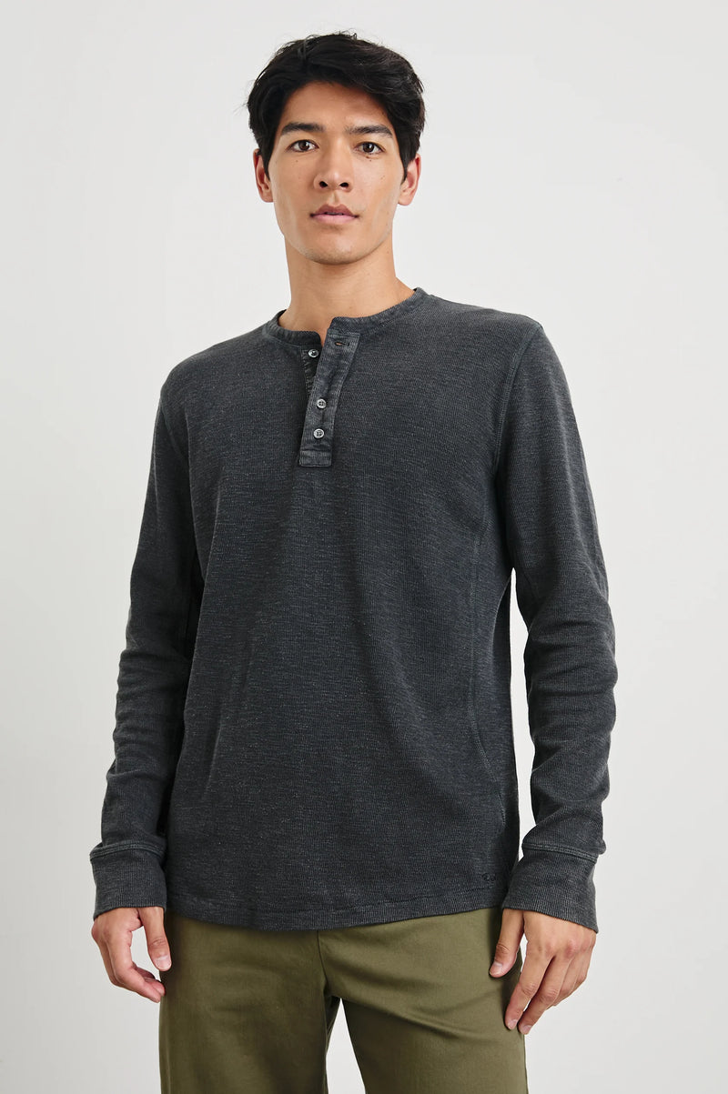 Rails Soto Washed Black Long Sleeve Henley