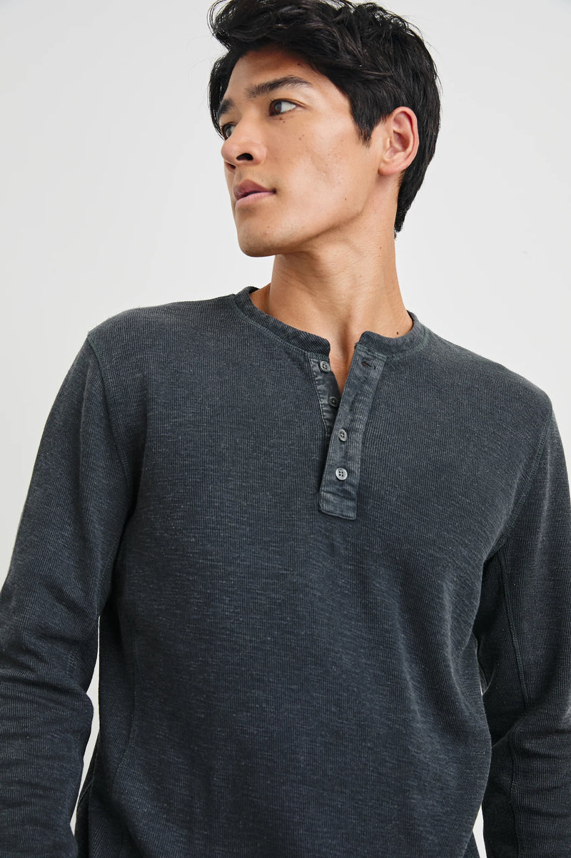 Rails Soto Washed Black Long Sleeve Henley