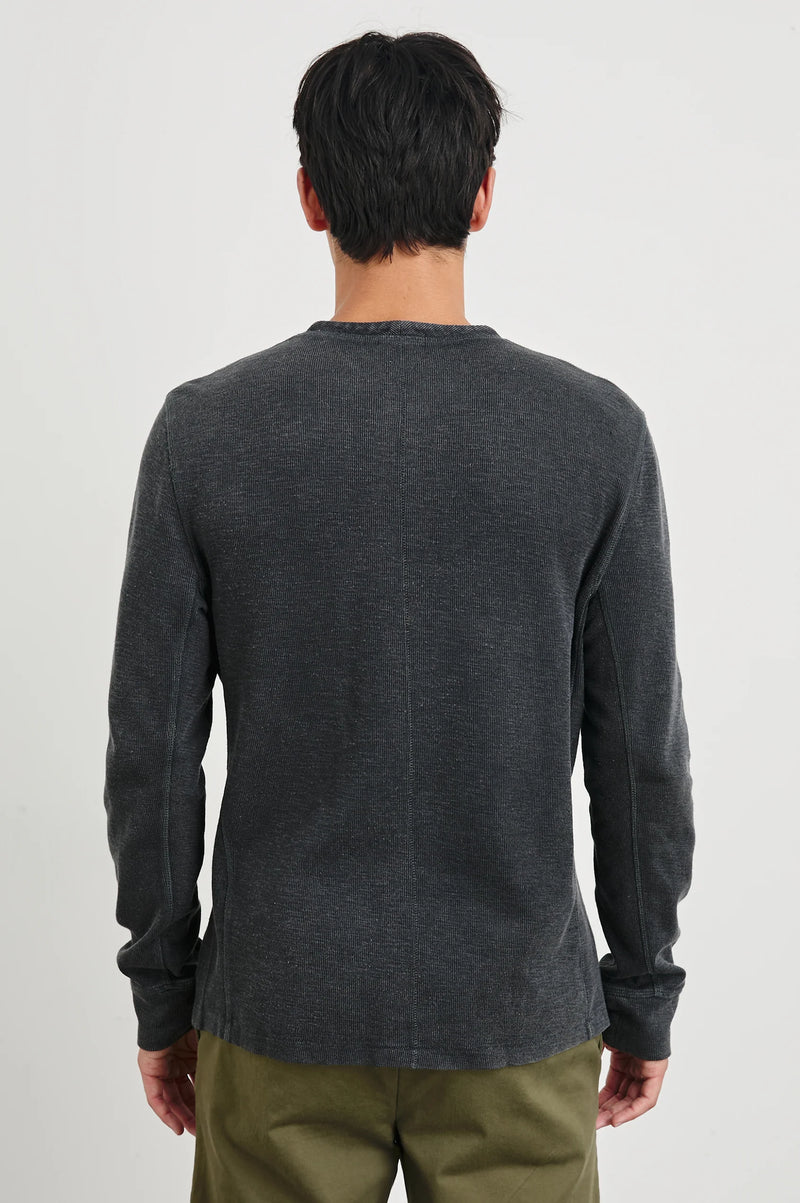 Rails Soto Washed Black Long Sleeve Henley