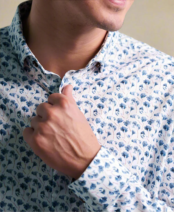 Stone Rose Nova Indigo Floral Print Jersey Shirt