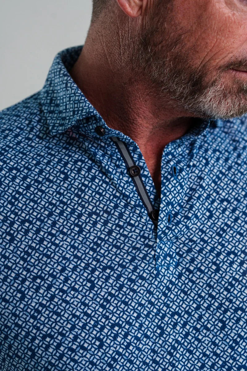 Stone Rose Navy Geometric Stretch Polo