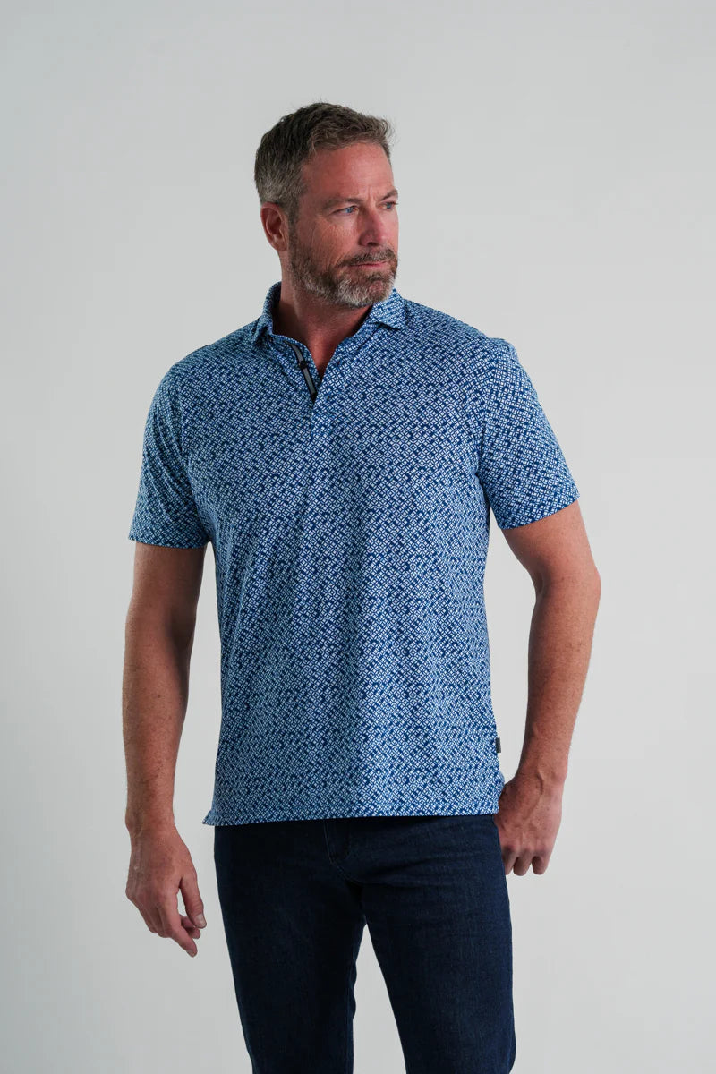 Stone Rose Navy Geometric Stretch Polo