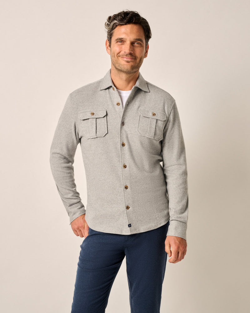 Johnnie O Brayden Stretch Flannel Lodge Shirt Light Gray