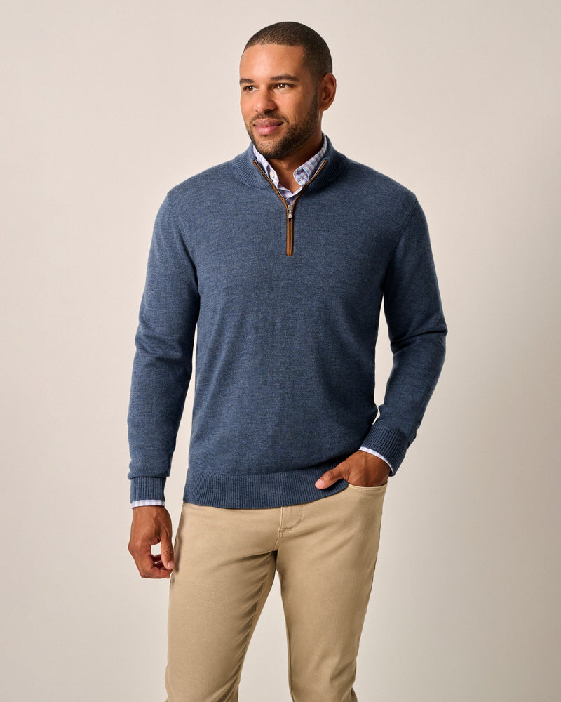 Johnnie O Raynor Merino 1/4 Zip Sweater Laguna Blue