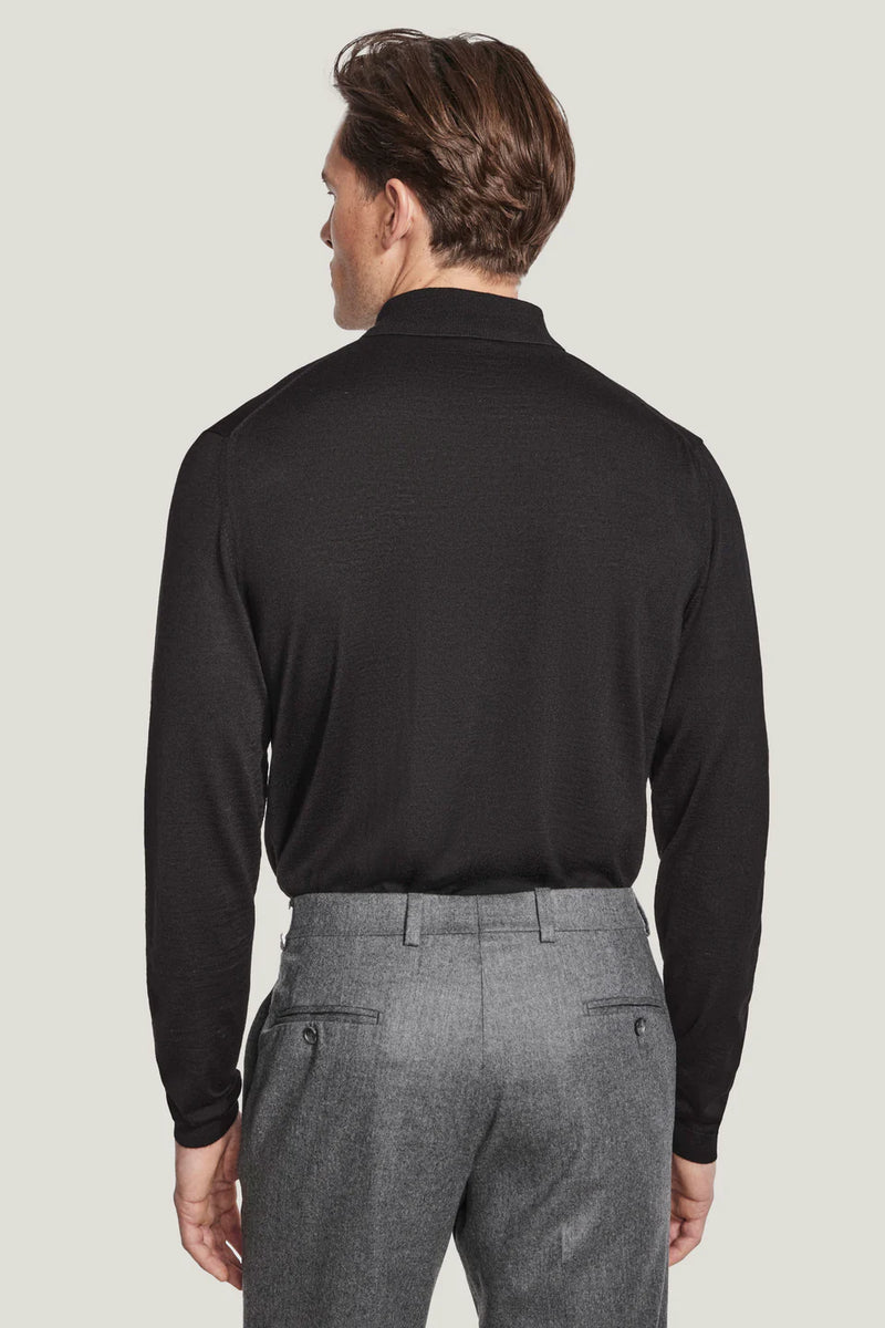 Jack Victor Redfern Polo Knit Long Sleeve Black