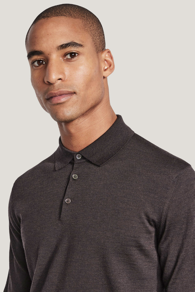 Jack Victor Redfern Polo Knit Long Sleeve Brown