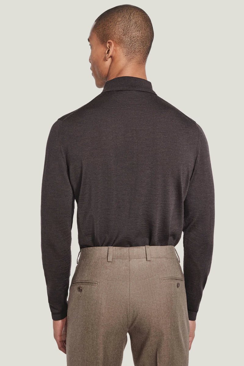 Jack Victor Redfern Polo Knit Long Sleeve Brown