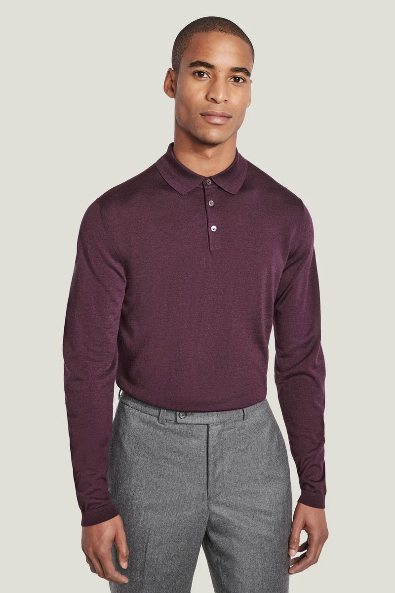 Jack Victor Redfern Polo Knit Long Sleeve Plum