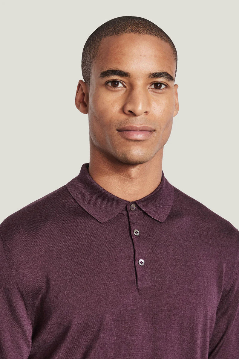 Jack Victor Redfern Polo Knit Long Sleeve Plum